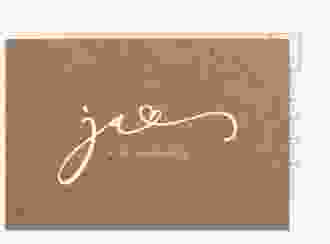Save the Date-Postkarte Jawort A6 Postkarte beige modern minimalistisch mit veredelter Aufschrift