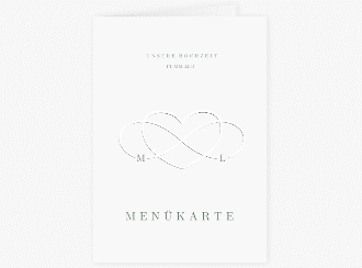 Klick: Details zu Menükarte Hochzeit "Infinity" anzeigen Menükarte Hochzeit Infinity A5 Klappkarte hoch gruen