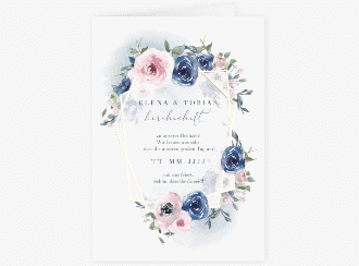 Kirchenheft Hochzeit Dustyblue A5 Klappkarte hoch weiss