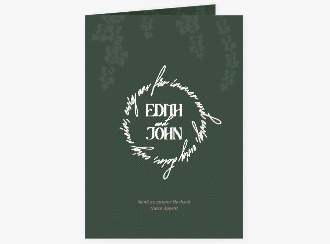 Klick: Details zu Menükarte Hochzeit "Efeugrün" anzeigen Menükarte Hochzeit Efeugrün A5 Klappkarte hoch gruen im Fantasy-Elfen-Design mit Efeu