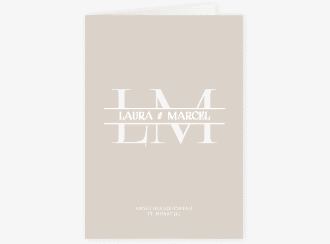 Menükarte Hochzeit Monogramm A5 Klappkarte hoch beige