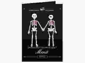 Menükarte Hochzeit Bones A5 Klappkarte hoch schwarz