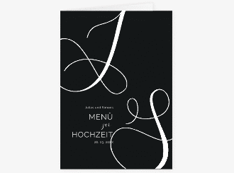 Menükarte Hochzeit Eheschließung A5 Klappkarte hoch schwarz