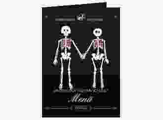 Menükarte Hochzeit "Bones" DIN A5 geklappt schwarz