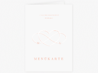 Klick: Details zu Menükarte Hochzeit "Infinity" anzeigen Menükarte Hochzeit Infinity A5 Klappkarte hoch apricot
