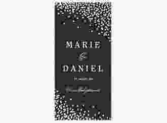 Menükarte Hochzeit Glitter lange Karte hoch schwarz