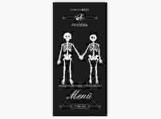 Menükarte Hochzeit Bones lange Karte hoch schwarz
