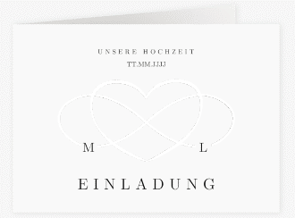 Hochzeitseinladung Infinity mittlere Klappkarte quer schwarz