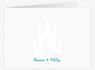 Klick: Details zu Hochzeitseinladung "Castle" anzeigen Hochzeitseinladung Castle mittlere Klappkarte quer tuerkis
