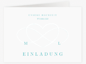 Klick: Details zu Hochzeitseinladung "Infinity" anzeigen Hochzeitseinladung Infinity mittlere Klappkarte quer tuerkis