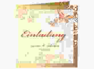 Hochzeitseinladung Toulouse quadr. Klappkarte orange romantisch mit Schmetterlingen