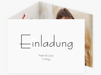 Klick: Details zu Hochzeitseinladung "Twohearts" anzeigen Hochzeitseinladung Twohearts A6 Doppel-Klappkarte rot