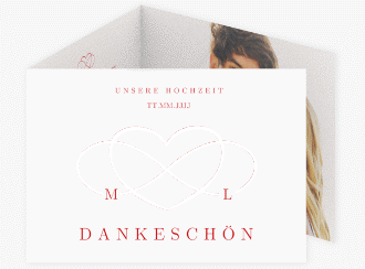 Klick: Details zu Danksagungskarte Hochzeit "Infinity" anzeigen Danksagungskarte Hochzeit Infinity A6 Doppel-Klappkarte rot
