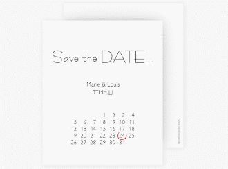 Klick: Details zu Save the Date-Kalenderblatt "Twohearts" anzeigen Save the Date-Kalenderblatt Twohearts Kalenderblatt-Karte rot