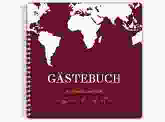 Gästebuch Hochzeit Traumziel Ringbindung rot im Reisepass-Design