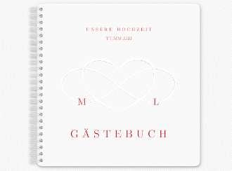 Klick: Details zu Gästebuch Hochzeit "Infinity" anzeigen Gästebuch Hochzeit Infinity Ringbindung rot