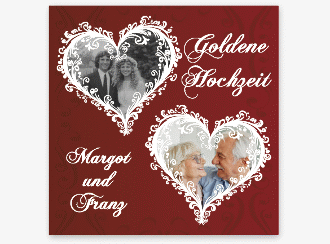 Gästebuch Creation Hochzeit Goldene Hochzeit 20 x 20 cm, Hardcover rot