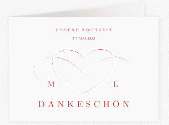 Klick: Details zu Danksagungskarte Hochzeit "Infinity" anzeigen Danksagungskarte Hochzeit Infinity A6 Klappkarte quer rot