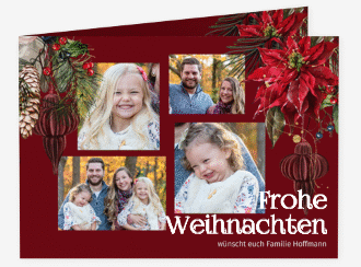 Weihnachtskarte Weihnachtsstern A6 Klappkarte quer rot