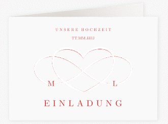 Klick: Details zu Hochzeitseinladung "Infinity" anzeigen Hochzeitseinladung Infinity A6 Klappkarte quer rot