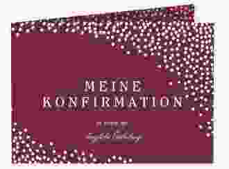 Einladung Konfirmation Glossy A6 Klappkarte quer rot