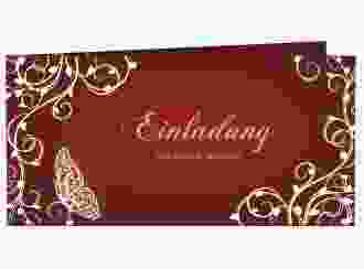 Hochzeitseinladung Eternity lange Klappkarte quer rot