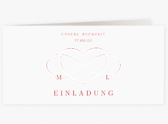 Klick: Details zu Hochzeitseinladung "Infinity" anzeigen Hochzeitseinladung Infinity lange Klappkarte quer rot