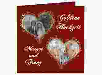Hochzeitseinladung Goldene Hochzeit quadr. Klappkarte rot