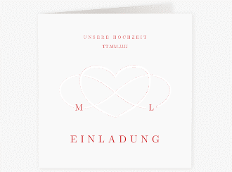 Klick: Details zu Hochzeitseinladung "Infinity" anzeigen Hochzeitseinladung Infinity quadr. Klappkarte rot