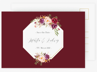 Klick: Details zu Save the Date-Postkarte "Prachtvoll" anzeigen Save the Date-Postkarte Prachtvoll A6 Postkarte rot