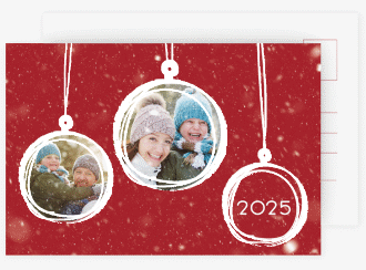 Weihnachtskarte Weihnachtskugel A6 Postkarte rot