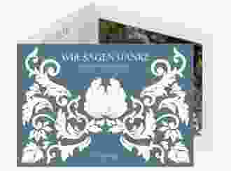 Danksagungskarte Royal A6 Doppel-Klappkarte blau mit barockem Blumen-Ornament