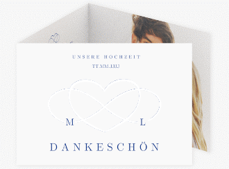 Klick: Details zu Danksagungskarte Hochzeit "Infinity" anzeigen Danksagungskarte Hochzeit Infinity A6 Doppel-Klappkarte blau