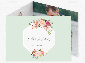 Klick: Details zu Hochzeitseinladung "Prachtvoll" anzeigen Hochzeitseinladung Prachtvoll A6 Doppel-Klappkarte mint