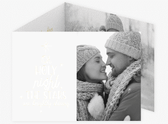 Weihnachtskarte Winterhimmel A6 Doppel-Klappkarte gold