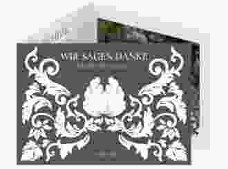 Danksagungskarte Royal A6 Doppel-Klappkarte lila mit barockem Blumen-Ornament