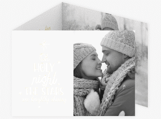 Weihnachtskarte Winterhimmel A6 Doppel-Klappkarte gold