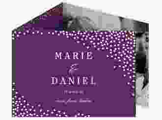 Hochzeitseinladung Glitter A6 Doppel-Klappkarte lila