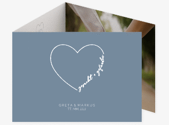 Klick: Details zu Hochzeitseinladung "Lebenstraum" anzeigen Hochzeitseinladung Lebenstraum A6 Doppel-Klappkarte blau