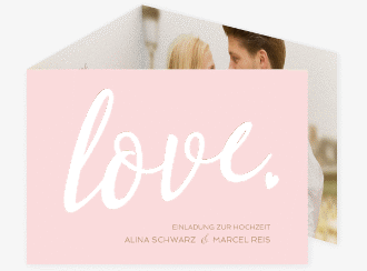 Klick: Details zu Hochzeitseinladung "Glam" anzeigen Hochzeitseinladung Glam A6 Doppel-Klappkarte rosa