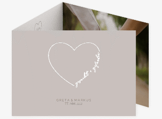 Klick: Details zu Hochzeitseinladung "Lebenstraum" anzeigen Hochzeitseinladung Lebenstraum A6 Doppel-Klappkarte grau