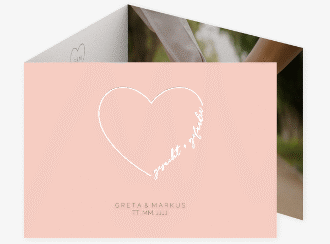 Klick: Details zu Hochzeitseinladung "Lebenstraum" anzeigen Hochzeitseinladung Lebenstraum A6 Doppel-Klappkarte rosa