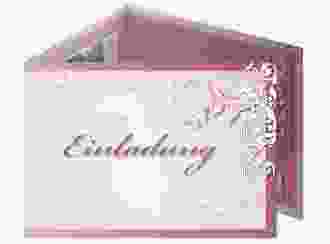 Hochzeitseinladung Toulouse A6 Doppel-Klappkarte rosa