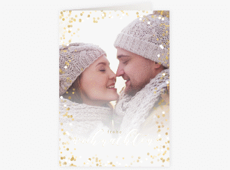 Weihnachtskarte Lights A6 Klappkarte hoch gold