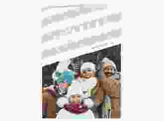 Weihnachtskarte Weihnachtslied A6 Klappkarte hoch grau gestreift mit Familienfoto