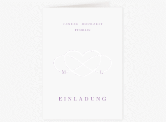 Klick: Details zu Einladungskarte Hochzeit "Infinity" anzeigen Einladungskarte Hochzeit Infinity A6 Klappkarte hoch lila