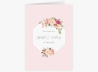 Klick: Details zu Einladungskarte Hochzeit "Prachtvoll" anzeigen Einladungskarte Hochzeit Prachtvoll A6 Klappkarte hoch rosa