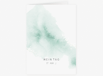 Klick: Details zu Einladung Jugendweihe "Sacramento" anzeigen Einladung Jugendweihe Sacramento A6 Klappkarte hoch mint in elegantem Aquarell-Look