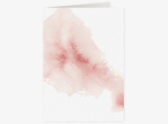 Kommunionseinladung Sakrament A6 Klappkarte hoch rosa in elegantem Aquarell-Look