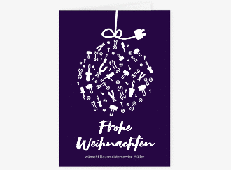 Business-Weihnachtskarte Werkzeugkugel A6 Klappkarte hoch blau